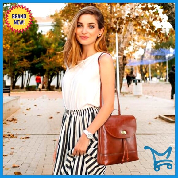 Full Grain Italian Leather Convertible Backpack Purse Small Shoulder Bag